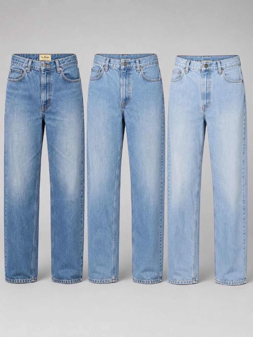 Lot of 3 LL Bean Mens 38 x 32 " Jeans Classic Fit Blue 100% Cotton Denim